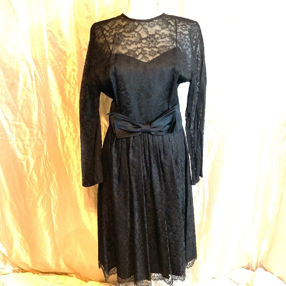 Vintage 1950s L’aiglon Black Lace Dress. - image 1